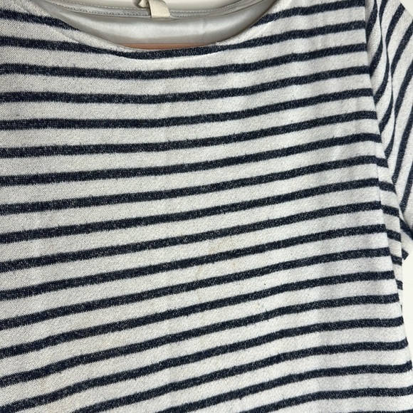 PinkBlush Ivory Navy Striped Fitted Short Sleeve Maternity Dress L - Picture 4 of 4